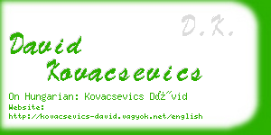 david kovacsevics business card